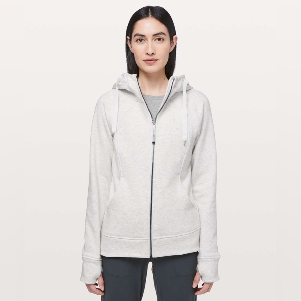 NWT! Lululemon Scuba Plush Hoodie - Heathered White / Light Grey - Size 6